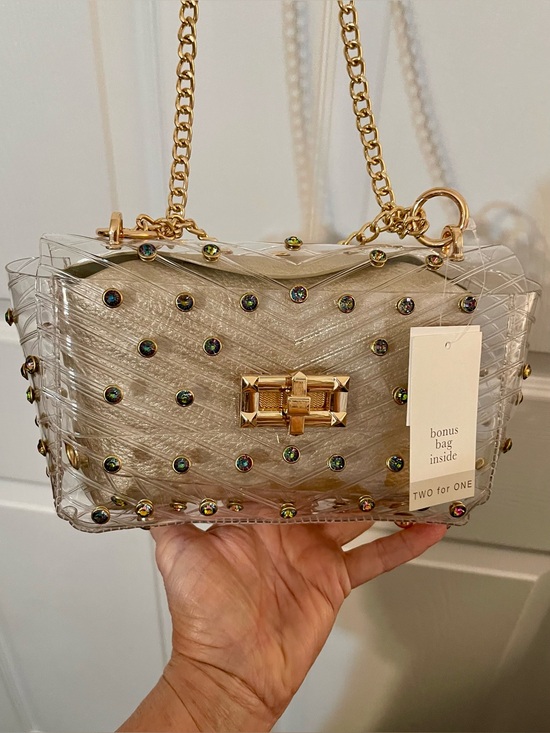 Cato Handbags - NWT CATO Clear Jelly Shoulder Bag with Gold Hardware and Iridescent Studs